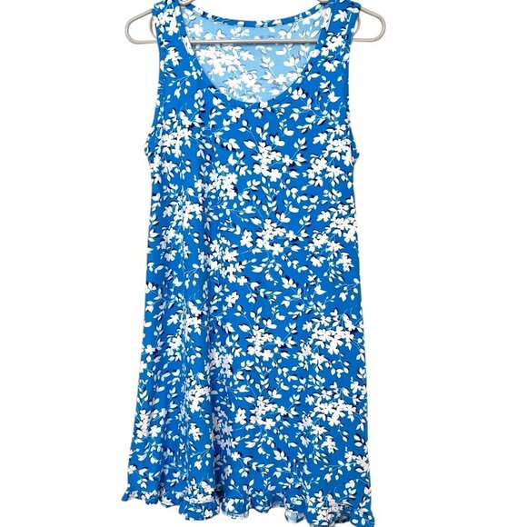 DRAPER JAMES Sleeveless Floral Print Shift Dress Ruffle Hem NWOT Size S / M - Picture 1 of 6